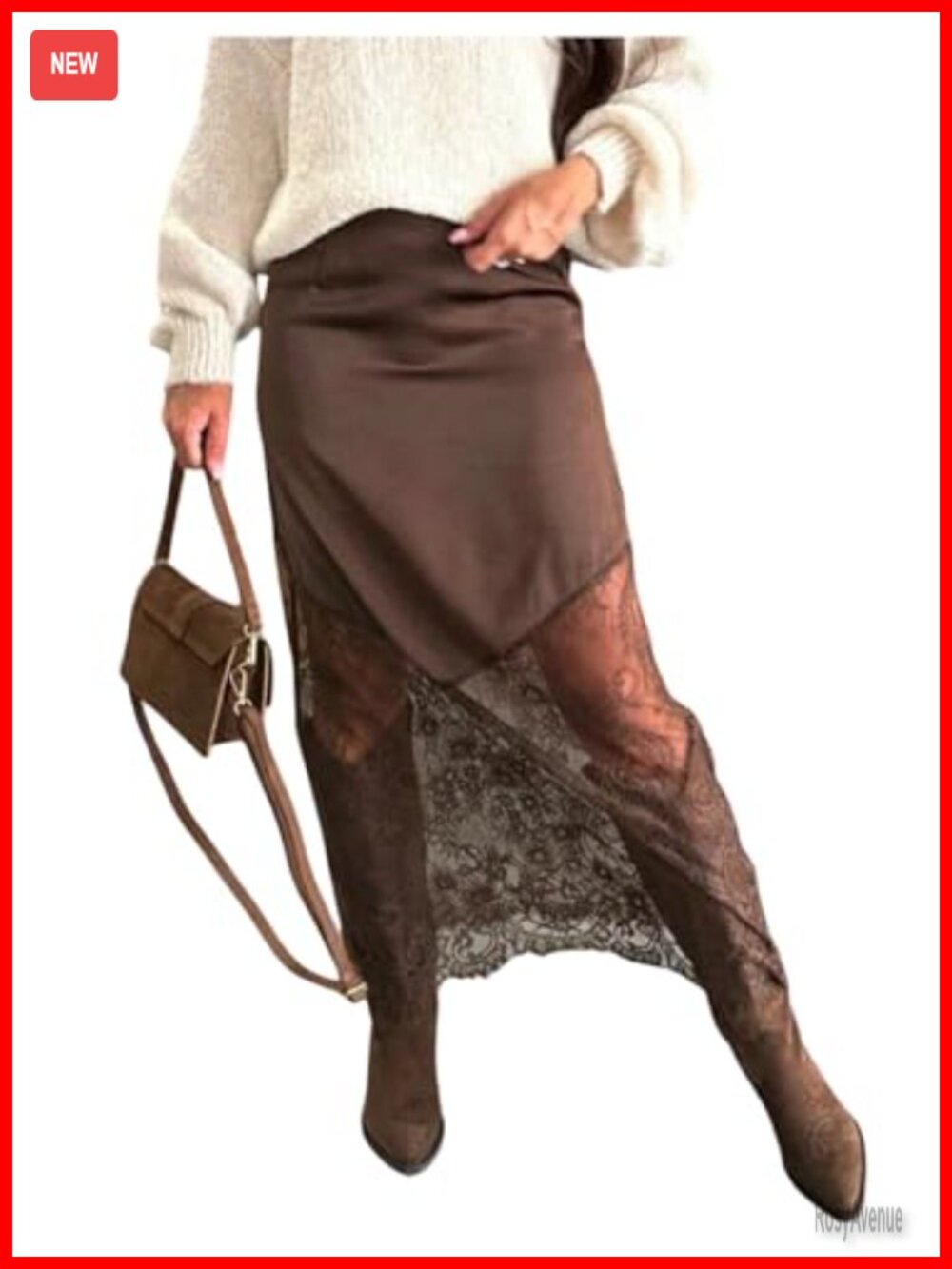 High Waisted Lace Patchwork Long Skirt Western Outfit Concert Party